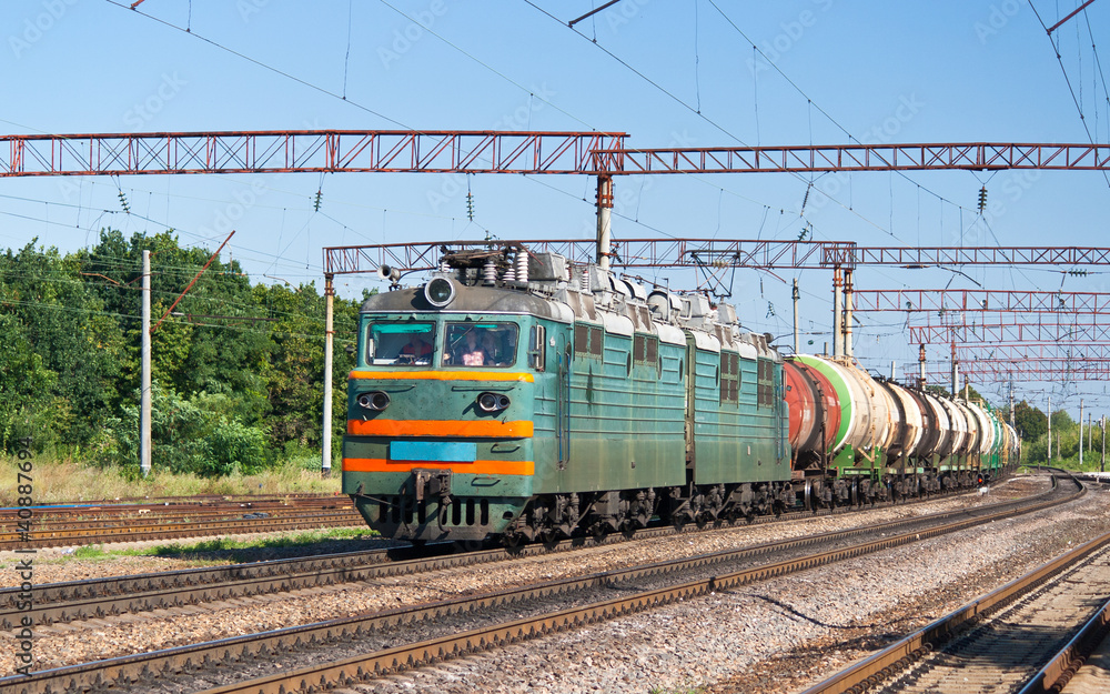 Freight train with liquid cargo in Ukraine Freight train with liquid cargo in Ukraine