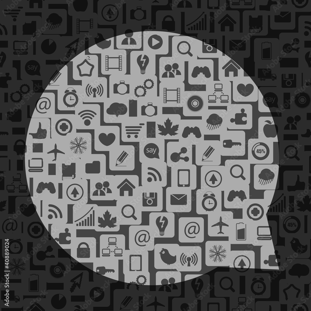 Abstract speech cloud with media icons