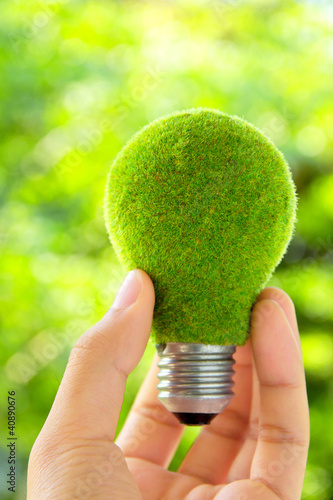 Fényképezés hand holding eco light bulb energy concept