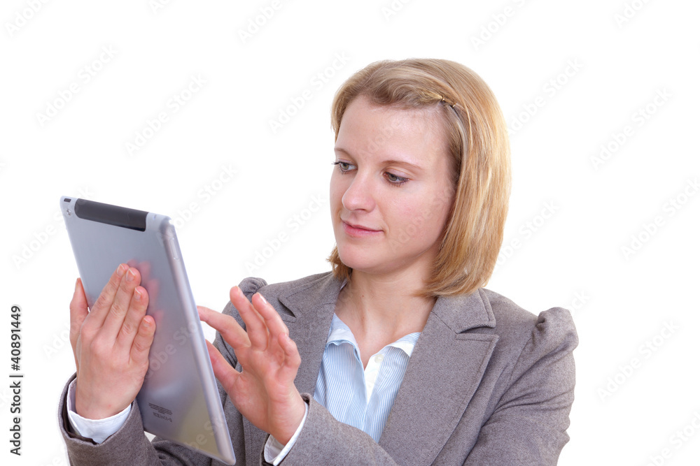 Junge Frau mit modernem Tablet PC Junge Frau mit modernem Tablet PC