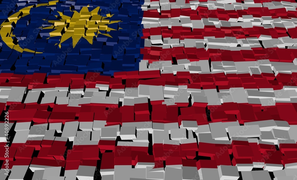 Fototapeta premium Malaysian flag on blocks illustration