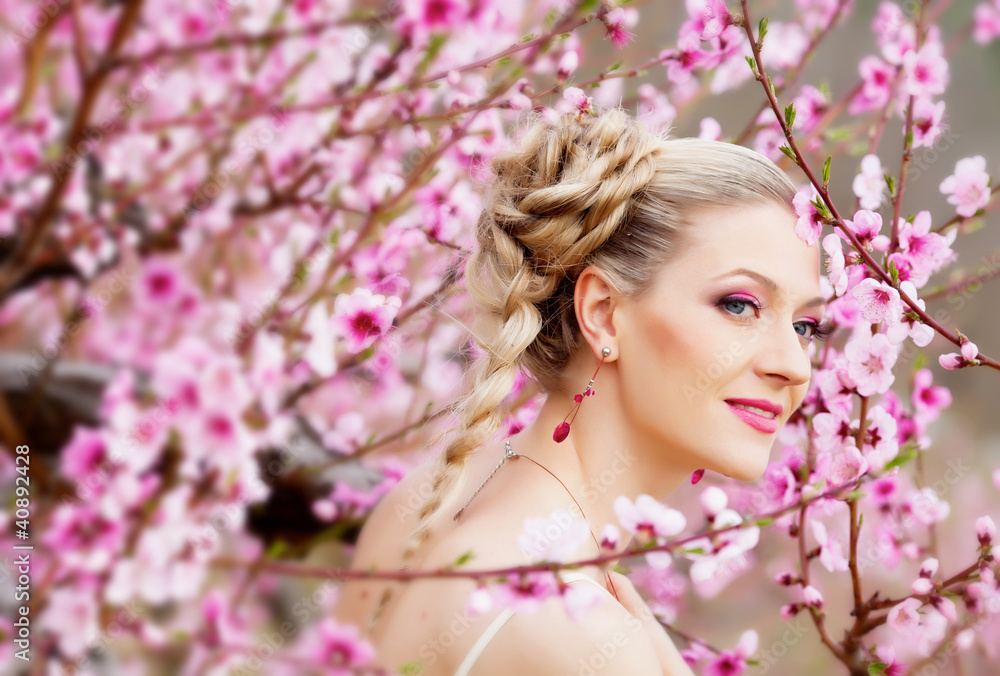 Bride in blossom garden