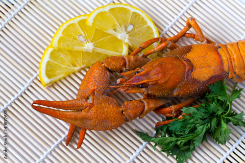 boiled river crayfish of c lemon and parsley