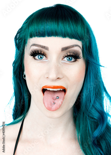 woman with pierced tongue