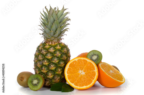 Pineapple, oranges and kiwi