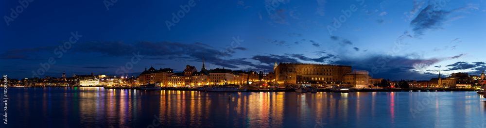 Night panoramic view of Stockholm