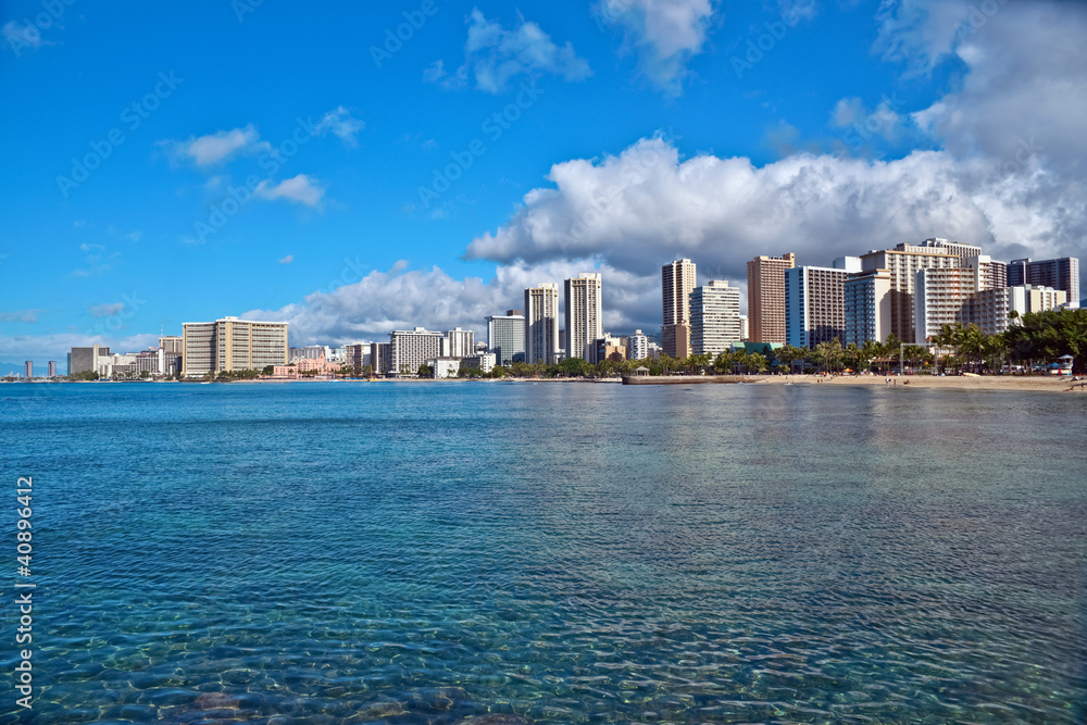 Obraz premium Waikiki Beach, Oahu Island Hawaii, cityscape