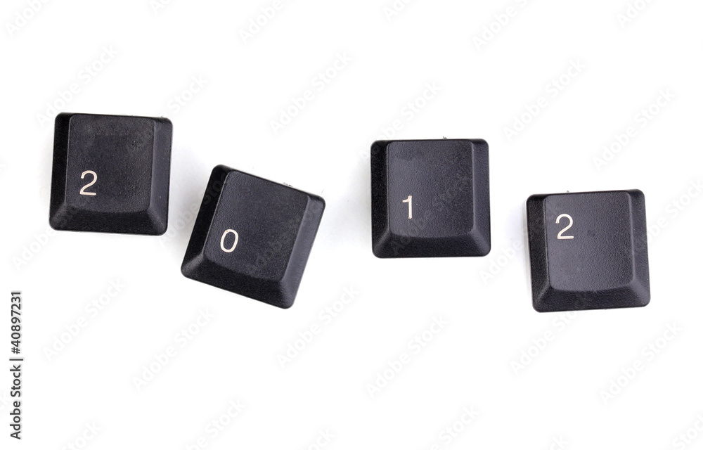 Keyboard keys saying 2012 isolated on white Keyboard keys saying 2012 isolated on white