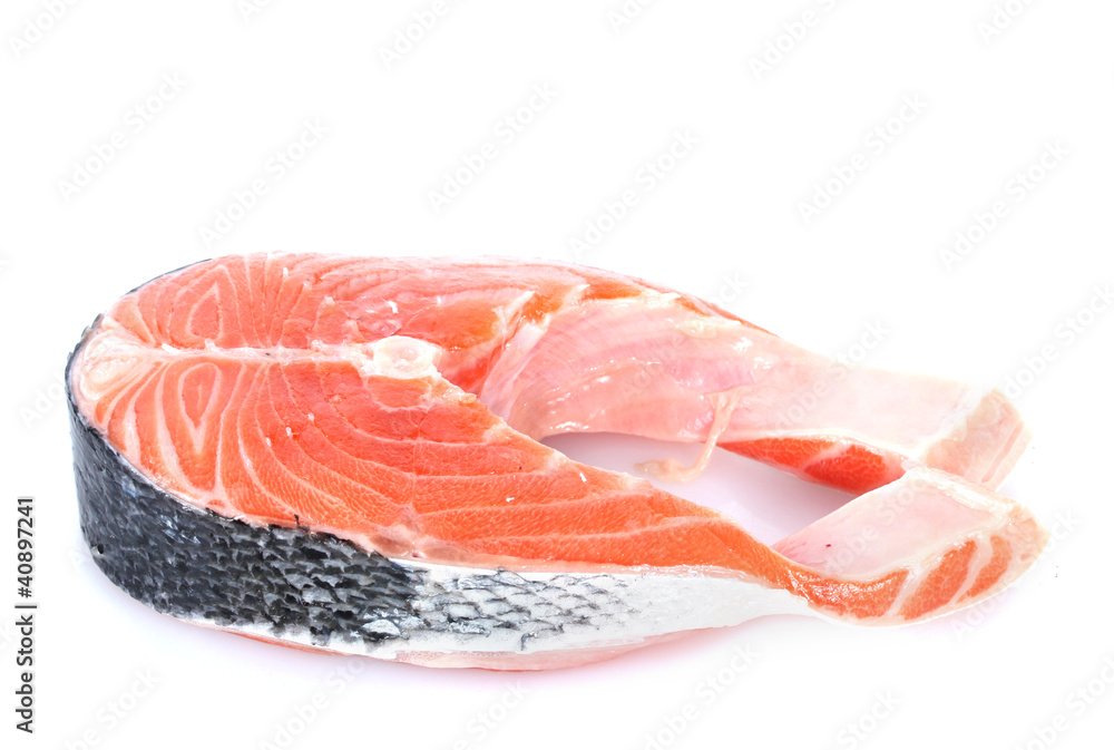 fresh salmon steak isolated on white fresh salmon steak isolated on white
