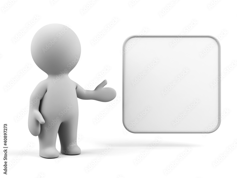 3d human with blank board. 3d human with blank board.