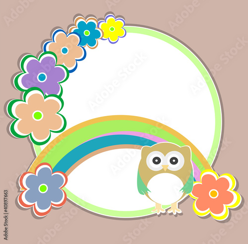 Cute kids background with flowers and owls