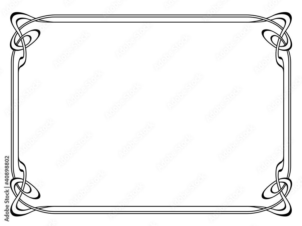 Naklejka premium art nouveau black ornamental decorative frame