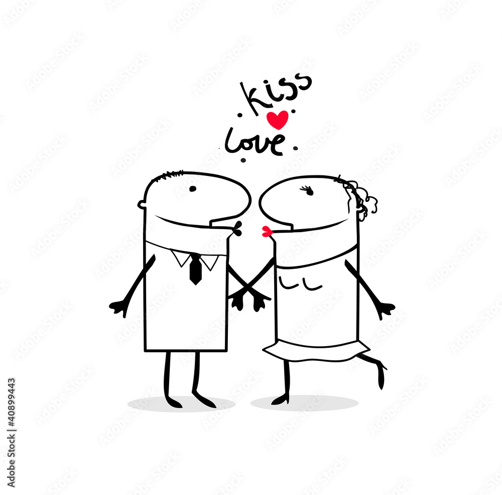 Ein paar komische cartoons charakter in der Liebe Stock Vector Adobe