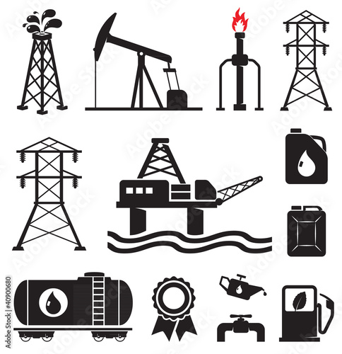 Oil, gas, electricity symbols