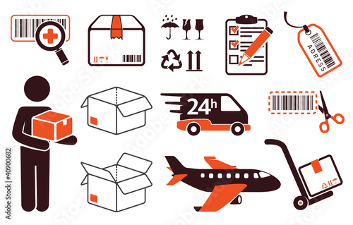 Mail delivery, transportation symbols