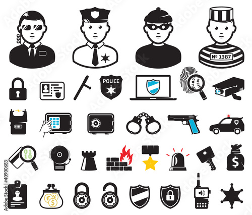 Crime world symbols, set