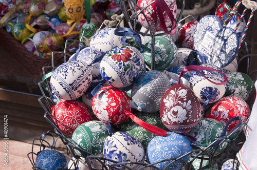 Wooden Painted Easter Eggs in Budapest Hungary © quasarphotos