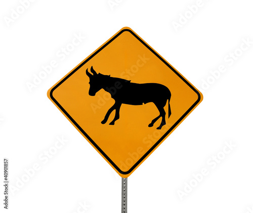 Wild Burro Caution Sign Iso...