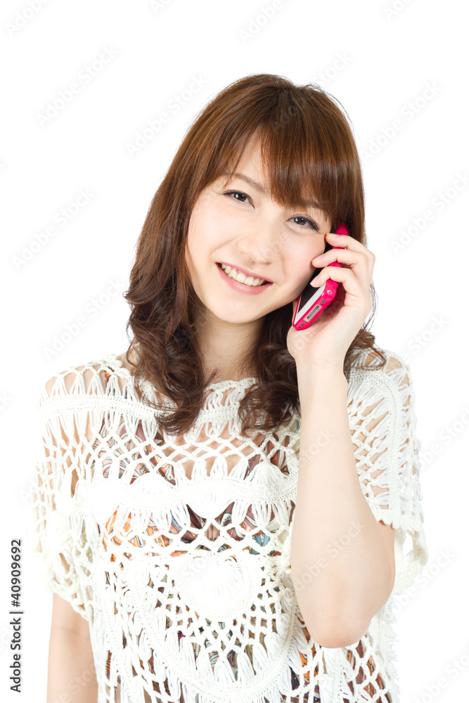 Beautiful young woman using smart phone. Portrait of asian woman Beautiful young woman using smart phone. Portrait of asian woman