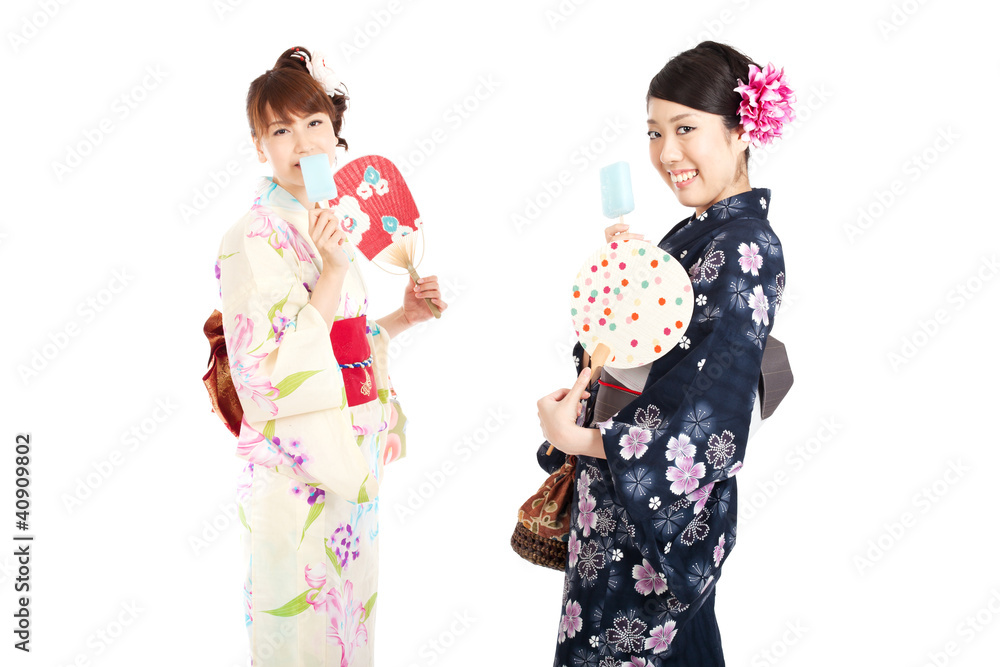 Beautiful kimono women. Portrait of asian women. Beautiful kimono women. Portrait of asian women.