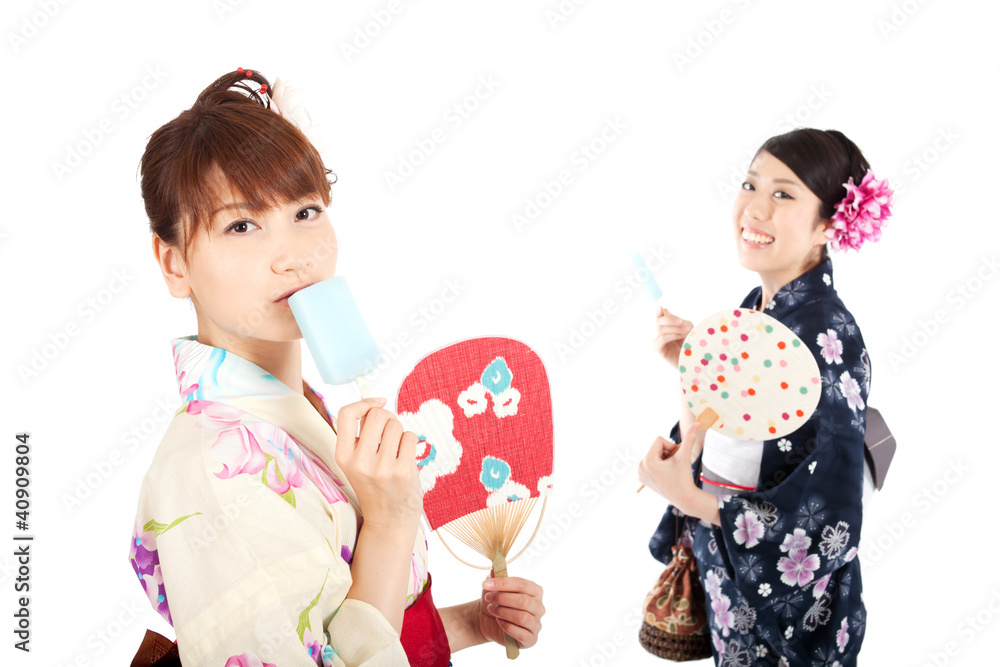 Beautiful kimono women. Portrait of asian women. Beautiful kimono women. Portrait of asian women.
