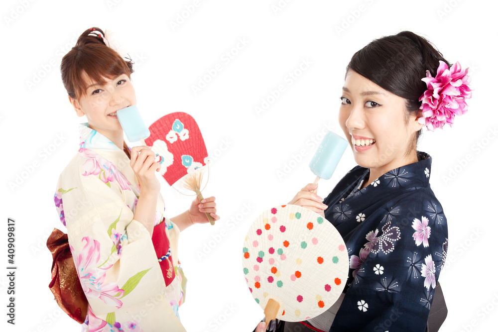 Beautiful kimono women. Portrait of asian women. Beautiful kimono women. Portrait of asian women.