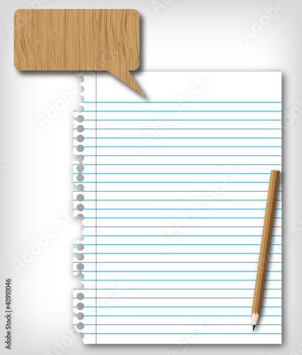 New blank paper page with brown pencil.