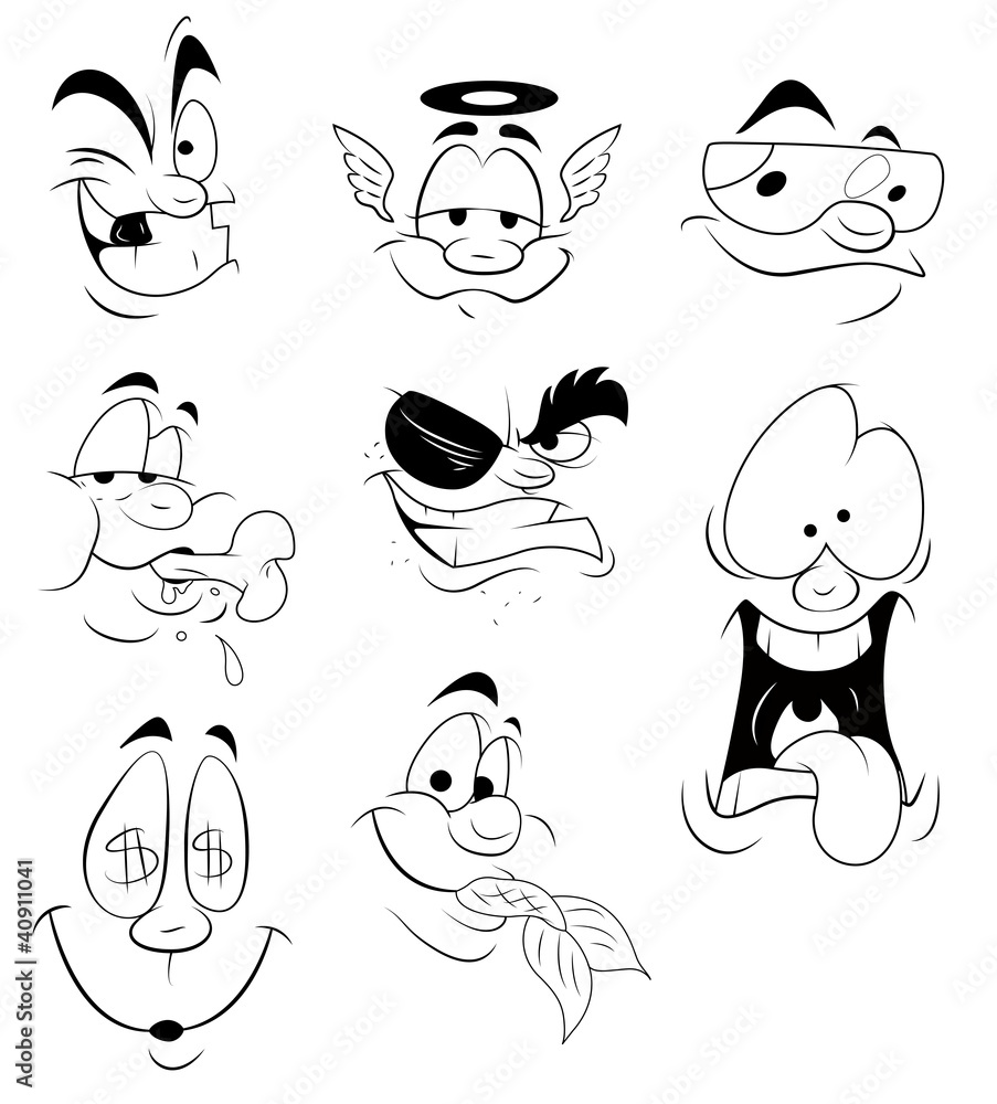 Fototapeta premium Cartoon Faces Expressions