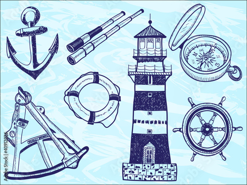 Nautical collection - hand-drawn illustration