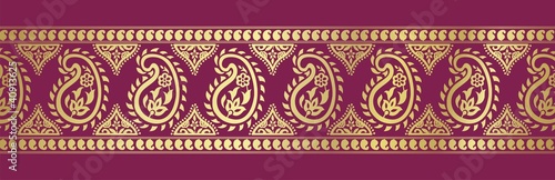 paisley floral border ,saree, textile design, royal India
