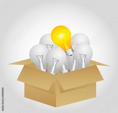 open cardboard box whit bulbs