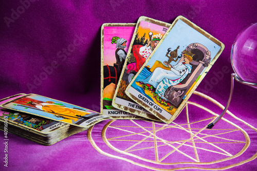 Tarot cards with the crystal ball.