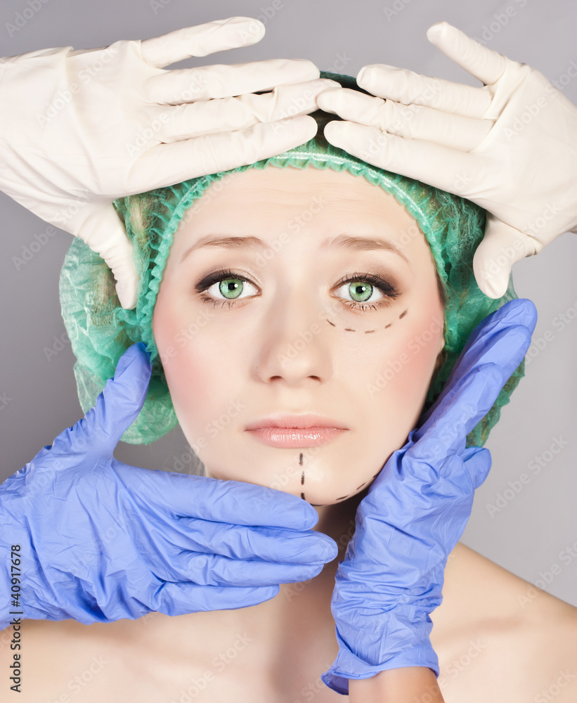 Lines on an attractive Caucasian lady face Lines on an attractive Caucasian lady face