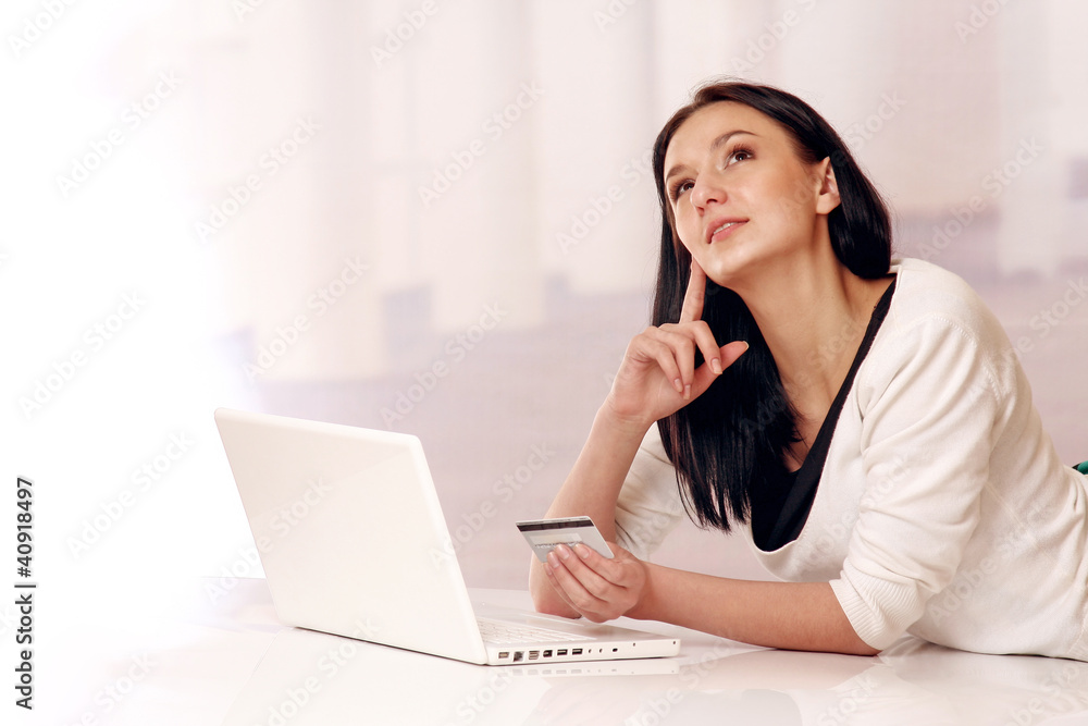 girl with laptop and gift isolated on white background girl with laptop and gift isolated on white background