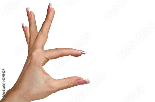 Two fingers holding something invisible photo