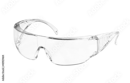 Protective eyeglasses isolated on white background photo