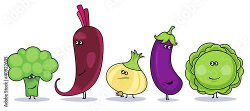 Funny cartoon vegetables symbols