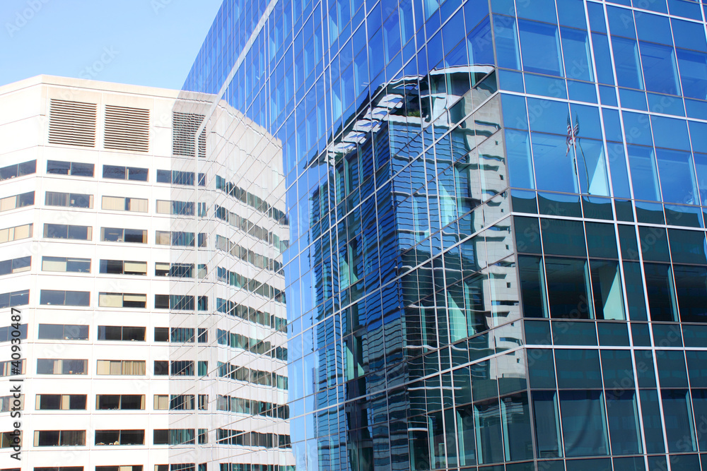 Fototapeta premium Modern office buildings in the city on a nice day.