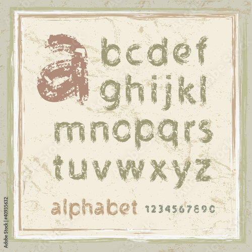 English alphabet in grunge style