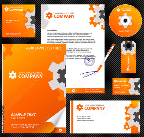 Business style, corporate identity template 8 (orange industrial