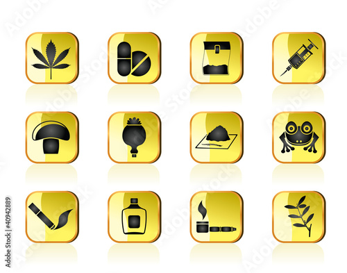 Different kind of drug icons - vector icon set