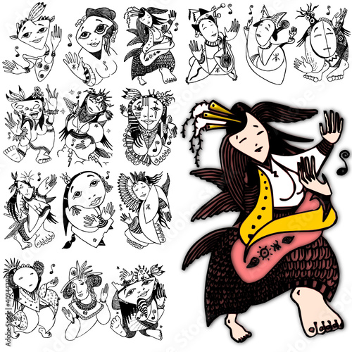 action diva style character design folk costume