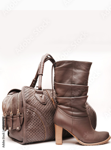 Boots and leather bag
