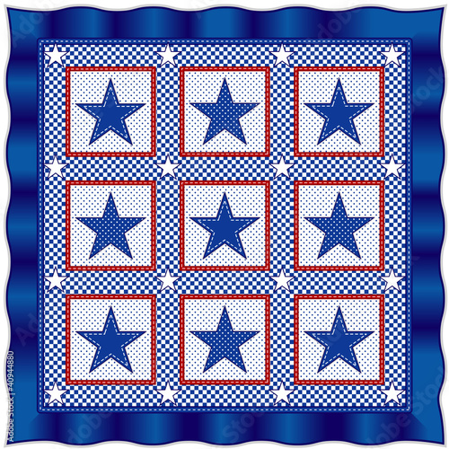 Star Quilt, traditional red, white, blue patriotic pattern