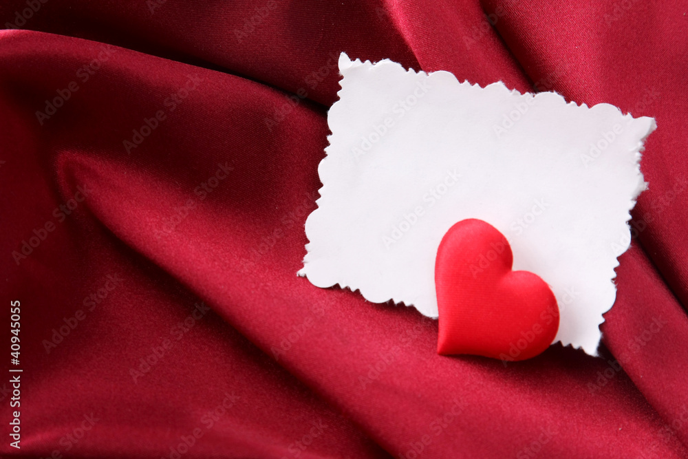 Postcard with red heart, isolated on white background