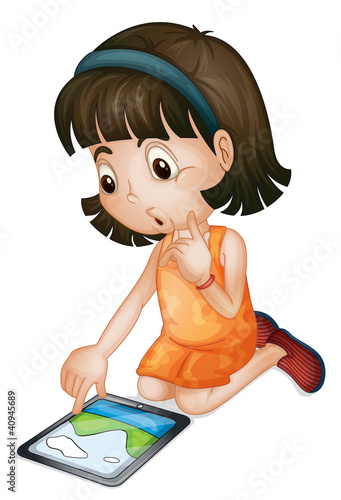 Girl using tablet computer