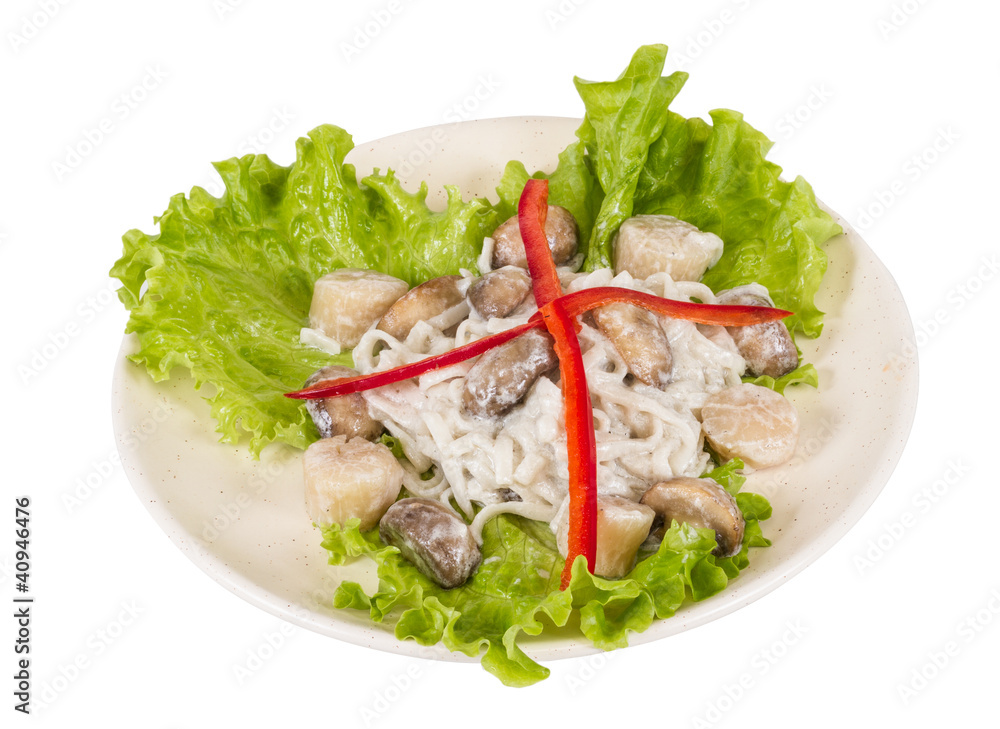 Popular Japanese Dish, with scallops and mushrooms Popular Japanese Dish, with scallops and mushrooms