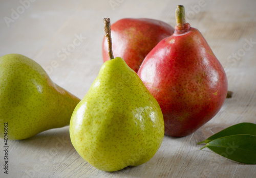 Pears on a wooden table