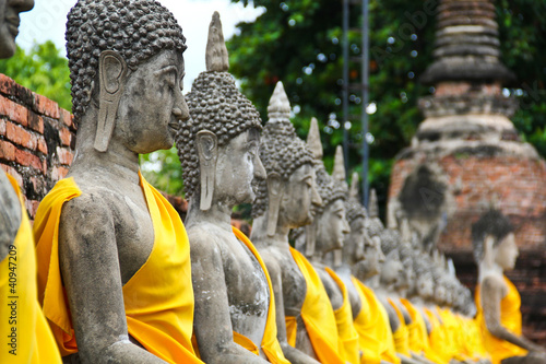 many old buddhas in thai temple