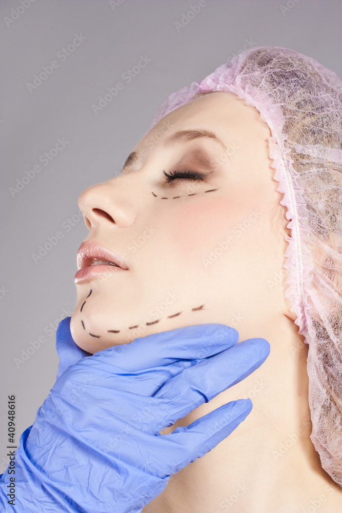 Beautiful young woman, with perforation lines Beautiful young woman, with perforation lines